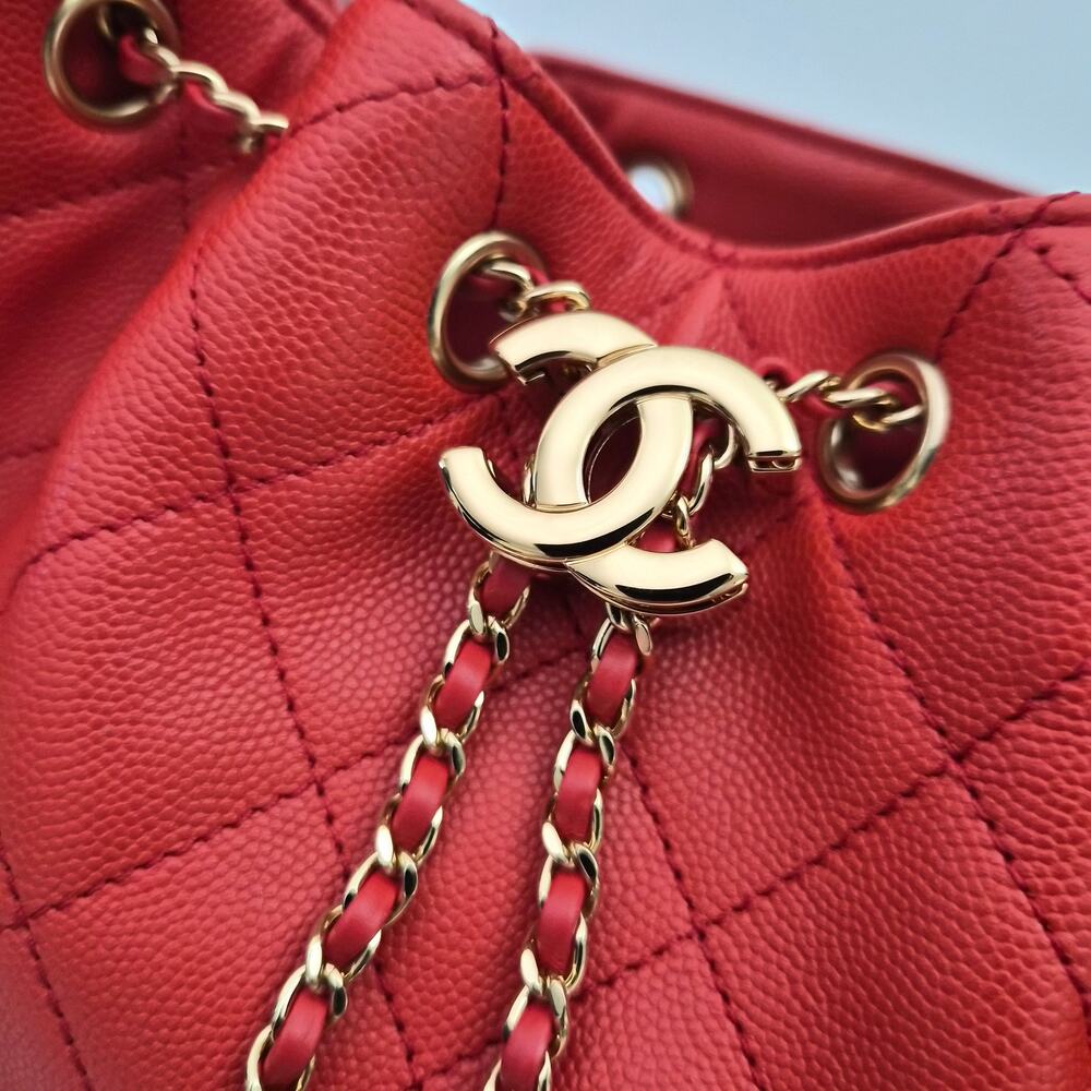 Chanel 25 Mini Red Caviar Shoulder Bag - Picture 7 of 9